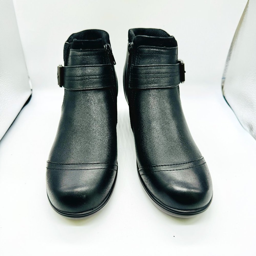 Orthofeet Emma Bioheels Women's Bootie Black Leather 241 Ankle Heel Zip  SZ 9 B